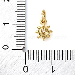 Brass Micro Pave Cubic Zirconia Sun Charms&nbsp;KK-P308-66G