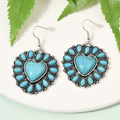 Alloy Synthetic Turquoise Dangle Earrings for Women&nbsp;EJEW-U053-11AS