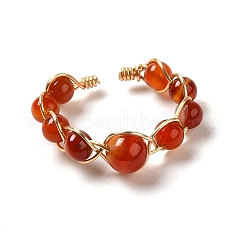 Adjustable Natural Carnelian with Brass Rings&nbsp;G-B075-01G-09