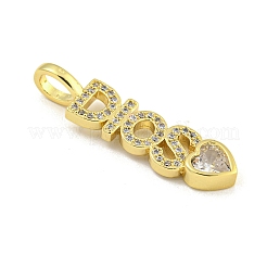 Word DIOS Rack Plating Brass Micro Pave Clear Cubic Zirconia Pendants&nbsp;X-KK-Z053-11G-02