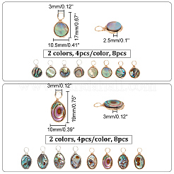 16Pcs 4 Styles Natural Abalone Shell/Paua Shell Pendants&nbsp;SHEL-GA0001-11