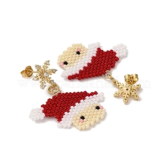 Santa Claus Brass Dangle Stud Earrings&nbsp;EJEW-MZ00498