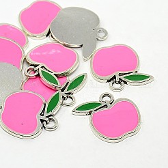 Apple Antique Silver Tone Alloy Enamel Pendants&nbsp;ENAM-N038-12A