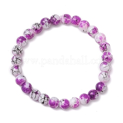 Drawbench & Baking Paint Round Glass Stretch Bracelets&nbsp;BJEW-JB12614