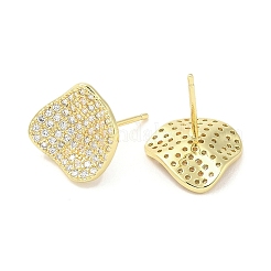 Rack Plating Brass Micro Pave Clear Cubic Zirconia Stud Earrings for Women&nbsp;EJEW-M260-09G