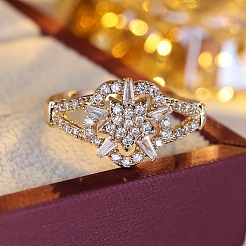 Brass Micro Pave Clear Cubic Zirconia Finger Rings&nbsp;WG33AB7-01