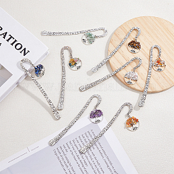 Flat Round with Tree of Life Natural & Synthetic Gemstone Bookmarks&nbsp;AJEW-FH00015