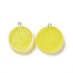 Flat Round Resin Fruit Pendants&nbsp;RESI-H144-10C