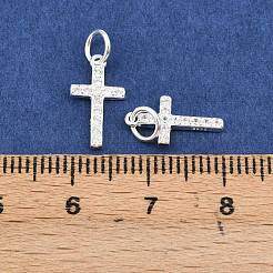 925 Sterling Silver Pave Clear Cubic Zirconia Cross Charms&nbsp;STER-A049-06S