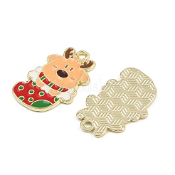 Christmas Deer Theme Alloy Enamel Pendants&nbsp;ENAM-D304-01D-G