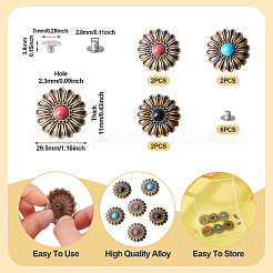 6Pcs 3 Colors Chrysanthemum Alloy with Resin Decorative Rivets&nbsp;BUTT-TA0001-30