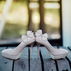 4Pcs 2 Colors Bowknot Polyester Rhinestone Shoe Decorations&nbsp;FIND-GO0002-32
