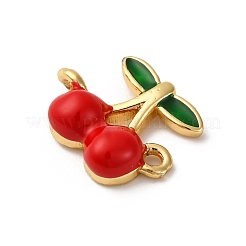 Brass Red Enamel Connector Charms&nbsp;KK-I276-13G-01