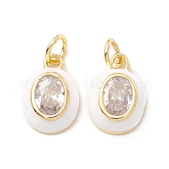 Brass Micro Pave Cubic Zirconia Enamel Charms&nbsp;ZIRC-C034-01G