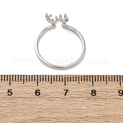 Antler Shape 925 Sterling Silver Micro Pave Cubic Zirconia Cuff Rings for Women&nbsp;RJEW-U046-01PG