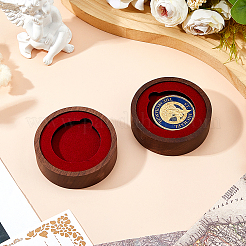 Round Wood Commemorative Coin Storage Plate&nbsp;AJEW-WH0886-21A