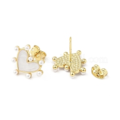 Rack Plating Brass Enamel Stud Earrings for Women&nbsp;X-EJEW-G311-02G