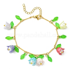 Brass Bar Link Chains Charm Bracelets&nbsp;BJEW-JB11523-02