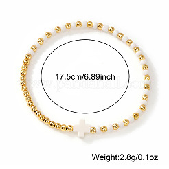 6Pcs Brass Round Beads Stretch Bracelets&nbsp;TI2646-1