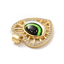 Heart Brass Micro Pave Clear Cubic Zirconia Pendants&nbsp;KK-G419-11G-05