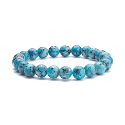 Natural Dyed Sesame Jasper Round Beaded Stretch Bracelet&nbsp;BJEW-JB07906