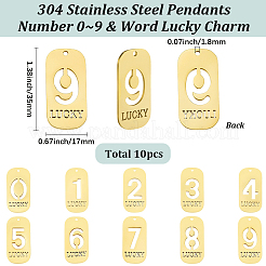 10Pcs 304 Stainless Steel Pendants&nbsp;STAS-SC0021-58G