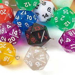 20pcs 10 colors Resin Polyhedral Dice Pendants&nbsp;FIND-TA0001-93