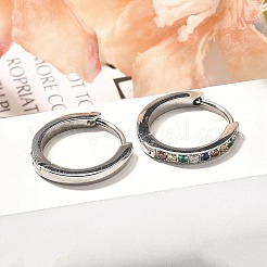 304 Stainless Steel Micro Pave Cubic Zirconia Huggie Hoop Earrings&nbsp;EJEW-C096-01J-P