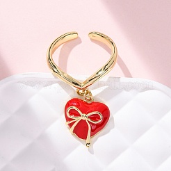 Brass Enamel Open Cuff Rings for Women&nbsp;RJEW-U057-14A-G