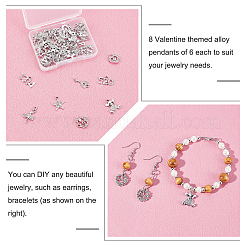 48Pcs 8 Style Valentine's Day Theme Alloy Pendants&nbsp;FIND-GA00001-94