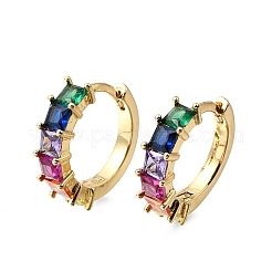 Brass Colorful Cubic Zirconia Huggie Hoop Earrings&nbsp;EJEW-G473-05G
