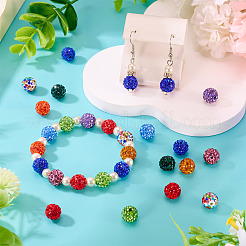 30Pcs Glass Rhinestone Clay Pave Round Beads&nbsp;RB-TA0001-27B