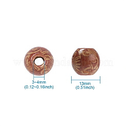 Printed Natural Wood Beads&nbsp;WOOD-TA0001-15