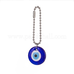 Flat Round with Evil Eye Glass Pendant Decoration&nbsp;HJEW-JM00883