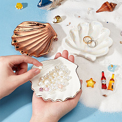 3Pcs 3 Style Porcelain Shell-shaped Ring Holder&nbsp;AJEW-GL0001-44