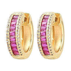 Brass Micro Pave Cubic Zirconia Hoop Earrings&nbsp;KK-CBA8324-06G-02