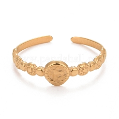 Ion Plating(IP) 304 Stainless Steel Flat Round Open Cuff Ring for Women&nbsp;RJEW-C025-26G