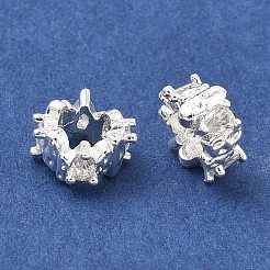 Brass Micro Pave Clear Cubic Zirconia European Beads&nbsp;KK-B172-03S