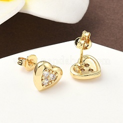 Brass Micro Pave Clear Cubic Zirconia Stud Earrings&nbsp;EJEW-D323-04G