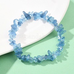 Grade AA Natural Aquamarine Beaded Stretch Bracelets for Women&nbsp;BJEW-Z175-01B