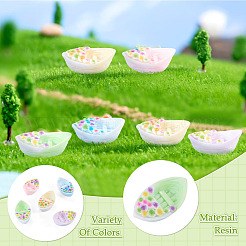 30Pcs 5 Colors Resin Ship with Flower Miniature Ornaments&nbsp;AJEW-TA0005-86