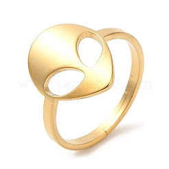 Ion Plating(IP) 304 Stainless Steel Alien Face Adjustable Ring for Women&nbsp;RJEW-M149-13G