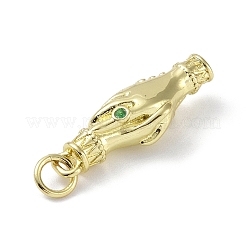 Brass Micro Pave Green Cubic Zirconia Pendants&nbsp;KK-K341-41G