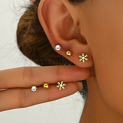 Elegant 201 Stainless Steel Snowflake Stud Earring Sets&nbsp;BX1119-1