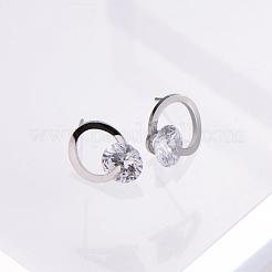 Stainless Steel Clear Cubic Zirconia Ring Stud Earrings&nbsp;ZH7800