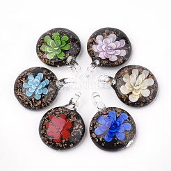 Handmade Gold Sand Lampwork Pendants&nbsp;LAMP-S189-15-B
