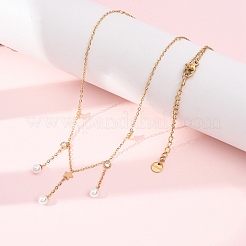 304 Stainless Steel Crystal Rhinestone Pendant Necklaces for Women&nbsp;NJEW-F378-01G-04