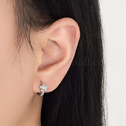 Brass Micro Pave Clear Cubic Zirconia Hoop Earrings&nbsp;WG60D93-01