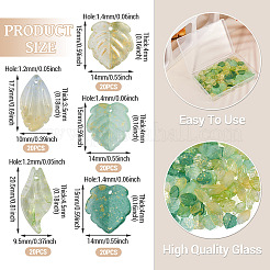 100Pcs 5 Styles Glass and Gold Foil Pendants&nbsp;GLAA-TA0004-01