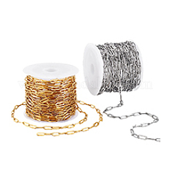 2 Colors 304 Stainless Steel Paperclip Chains&nbsp;CHS-PH0001-10